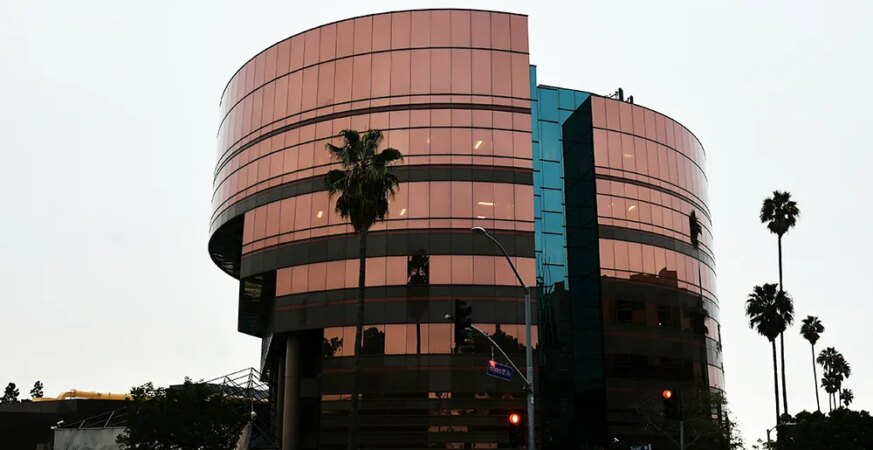 A view of the Directors Guild of America building in Los Angeles, California on December 17, 2021.