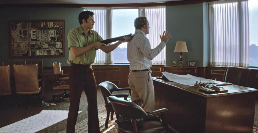 Bill Skarsgard and Dacre Montgomery in 'Dead Man's Wire.'