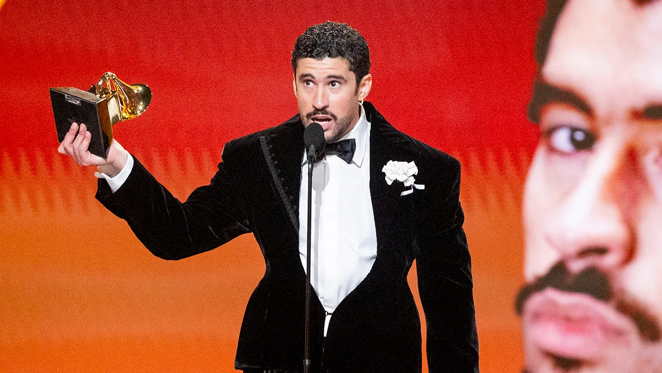 Bad Bunny accepts the Album of the Year award for DeBÍ TiRAR MáS FOToS onstage during the 68th GRAMMY Awards at Crypto.com Arena on February 01, 2026 in Los Angeles, California.