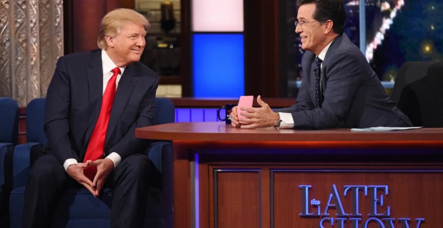Trump Celebrates Colbert’s Exit From CBS, Says of Other Late Night Hosts, “May They All Rest in Peace!”