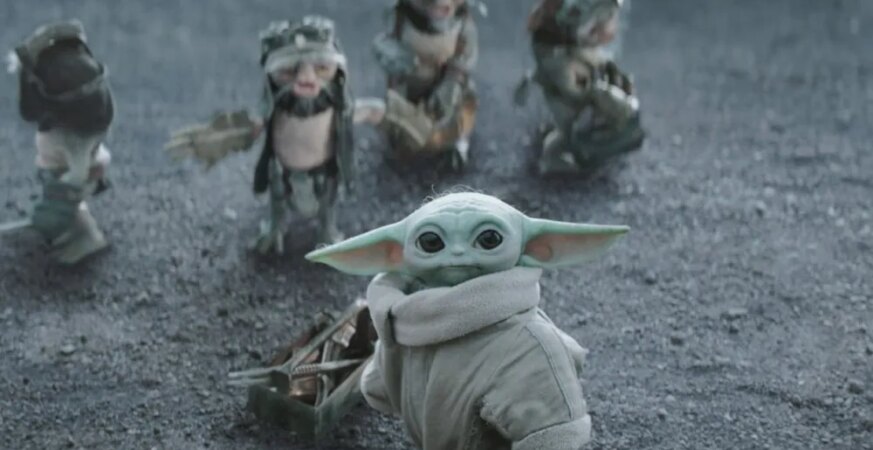 STAR WARS: THE MANDALORIAN AND GROGU, Grogu (front) with Anzellans, 2026. © Walt Disney Studios Motion Pictures / Courtesy Everett Collection