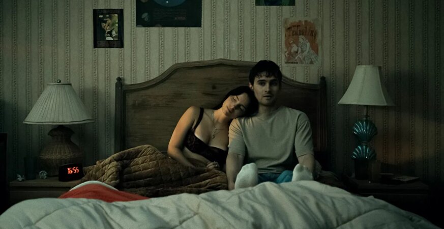 Inde Navarrette stars as Nikki and Michael Johnston as Bear in Obsession, a Focus Features release.