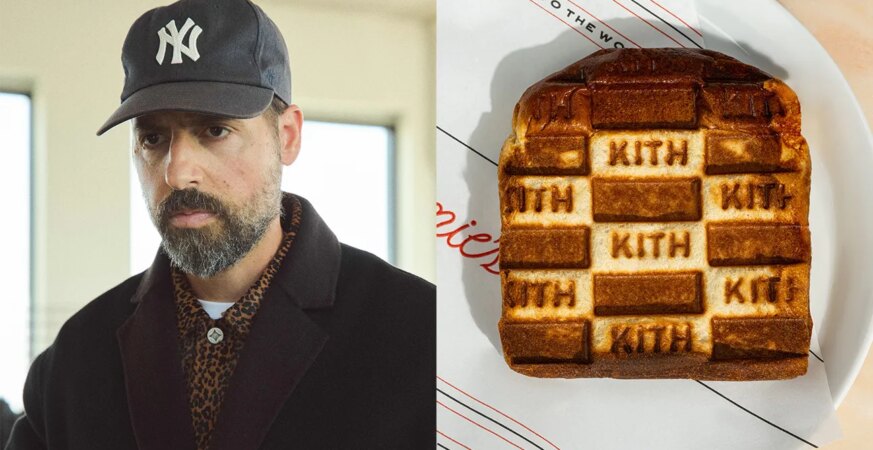 Ronnie Fieg and a grilled cheese at Ronnie's Pronto featuring Japanese milk bread.