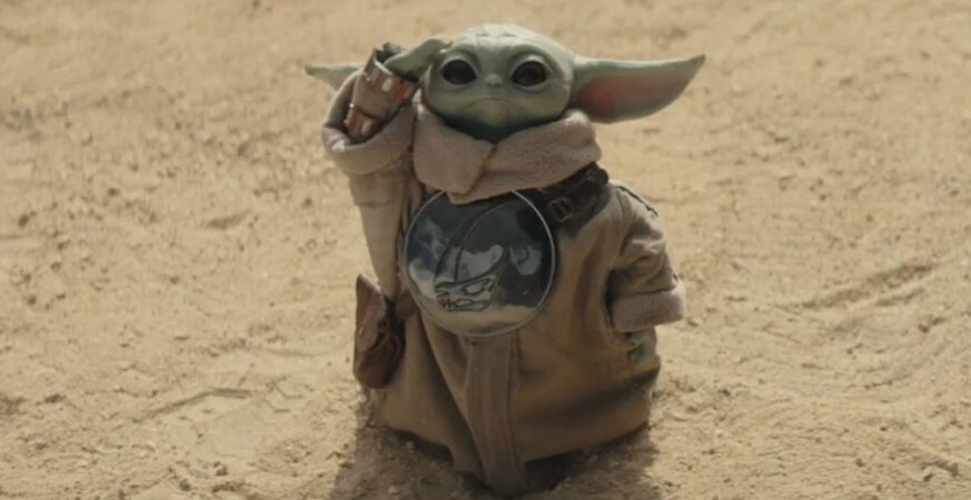(L-R) Grogu and The Mandalorian (Pedro Pascal) in Lucasfilm's THE MANDALORIAN AND GROGU. Photo courtesy of Lucasfilm. © 2026 Lucasfilm Ltd". All Rights Reserved.