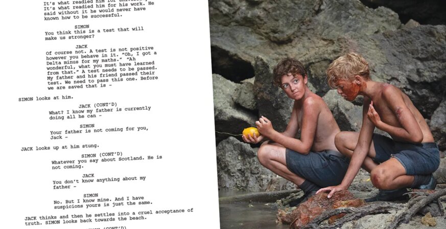 From left: Simon (Ike Talbut) and Jack (Lox Pratt) in Lord of the Flies.