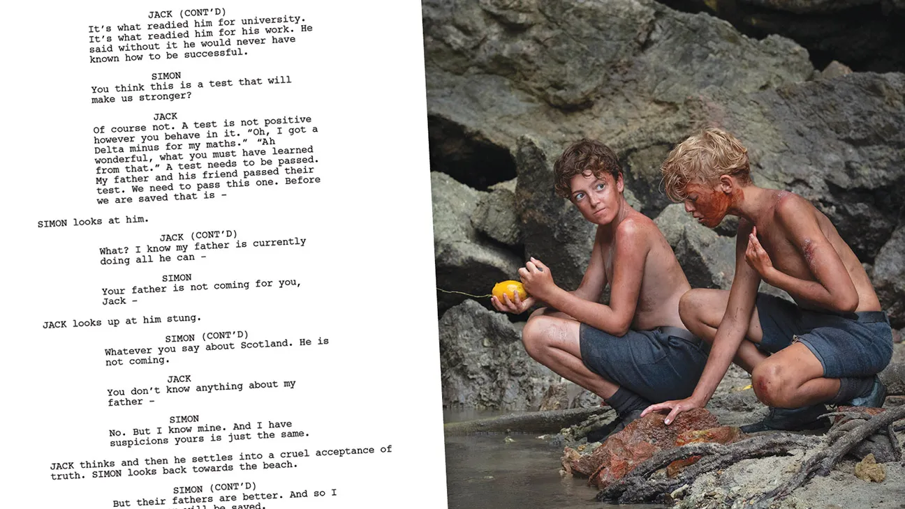 From left: Simon (Ike Talbut) and Jack (Lox Pratt) in Lord of the Flies.