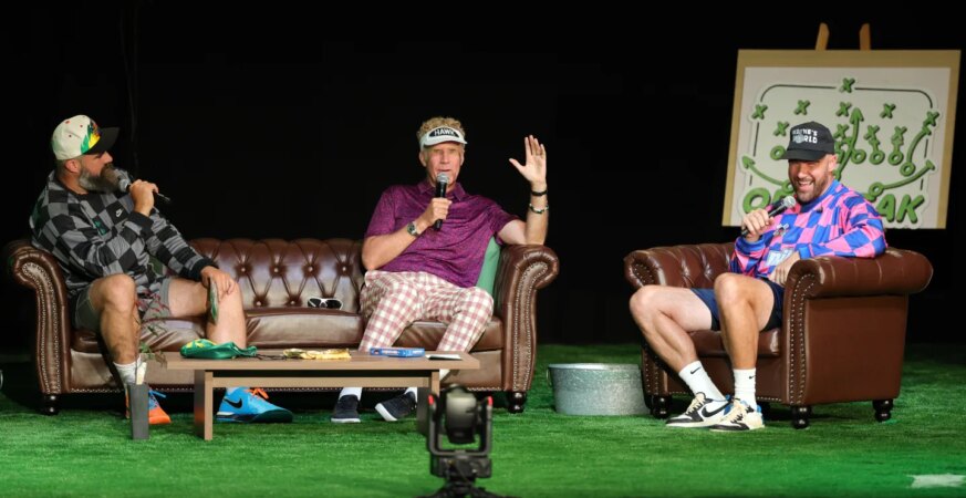 Will Ferrell Joins Jason and Travis Kelce at ‘New Heights’ Live Show to Talk Sports, New Series ‘The Hawk’ and How He Trolls L.A. Tourists