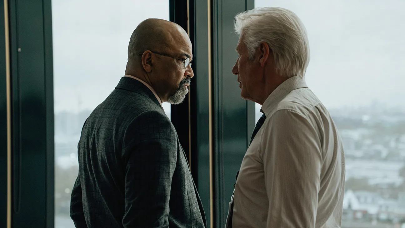 L-R Jeffrey Wright as Henry and Richard Gere as Bosko in The Agency, episode 1, season 2