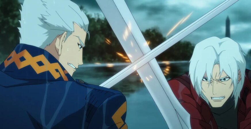 Robbie Daymond as Vergil and Johnny Yong Bosch as Dante in Devil May Cry S2.