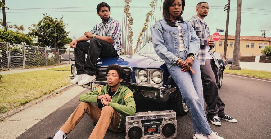 Isaiah John (left), Asante Blackk, Gail Bean and Peyton Alex Smith in The Drop: A Snowfall Saga