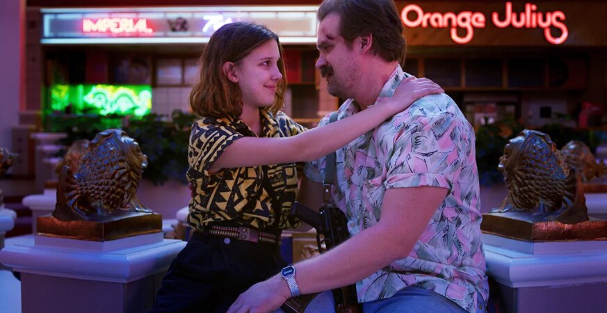 Millie Bobby Brown and David Harbour in Stranger Things