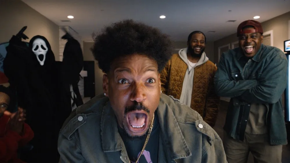 SCARY MOVIE, (aka SCARY MOVIE 6), from left: Kai Cenat, Scary Movie Ghost Face, Marlon Wayans, Craig Wayans, Maurice Mo Hill, 2026. © Paramount Pictures / Courtesy Everett Collection