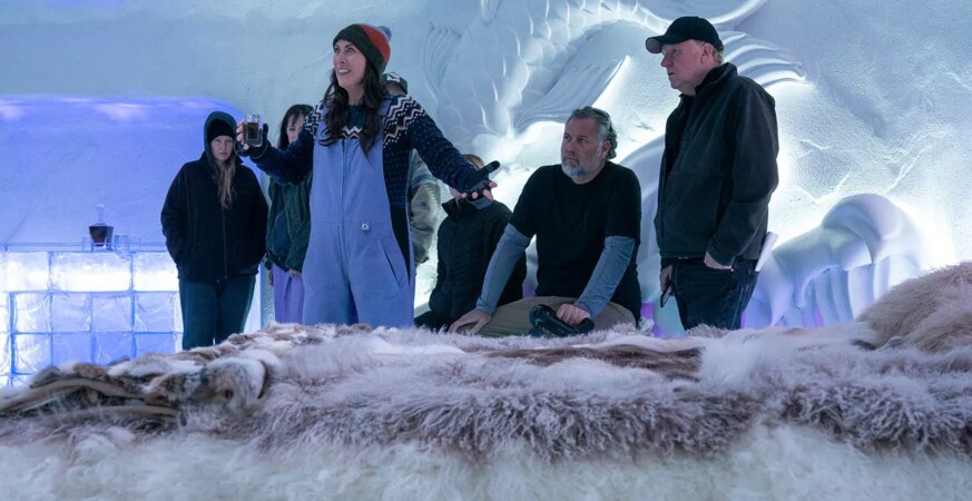 Miriam Shor in behind the scenes image from Pluribus.