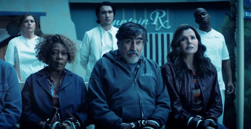 (L to R) Clarke Peters as Art, Alfre Woodard as Judy, Alfred Molina as Sam, Geena Davis as Renee in The Boroughs.